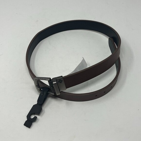 NWT Columbia brown leather belt boys silver hardware large 30-32 - Picture 2 of 7